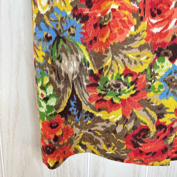 Talbots Floral Pencil Skirt SZ 6P Earth Tones Business Scandi Chic - Picture 3 of 5